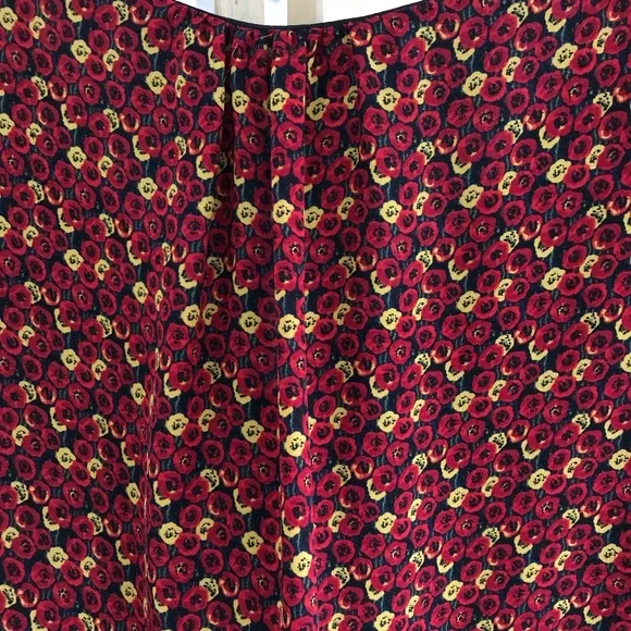 NWT AMOUR VERT sz S floral long sleeve dress red yellow floral lettuce edge - Picture 10 of 11